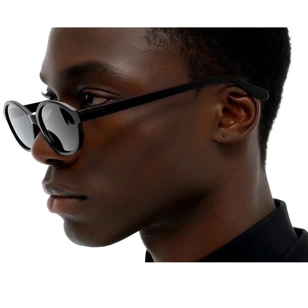 Mens Black Oval Sunglasses Retro Vintage Hippie Festival Shades Lentes Gafas New